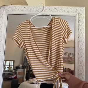 American Eagle Striped Wrap Shirt